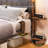 Nottaway Queen Size Bed Frame with Power Outlet, 2 Folding Panels, Upholstered Headboard and LED Light Strip-405143285