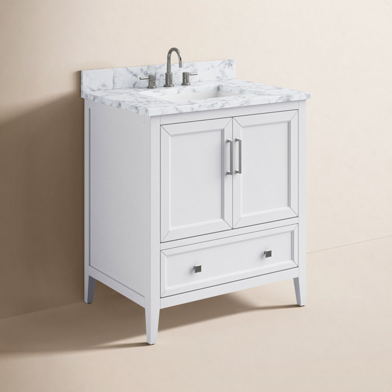 Everette 25'' W Single Vanity, White, 31"