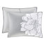 Courtepointe en coton imprimé 6 pièces, gris / pêche, double / grand, réversible, motif floral, rembourrage doux, pièce de coussins décoratifs avec coussins, coton, conception réversible, literie chaleureuse et tendance-126363483-126363486
