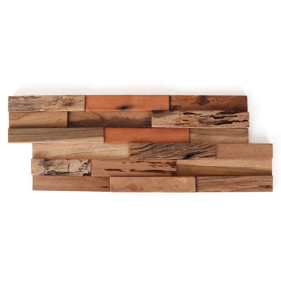 Panneaux muraux 3D en bois de teck (paquet de 48)