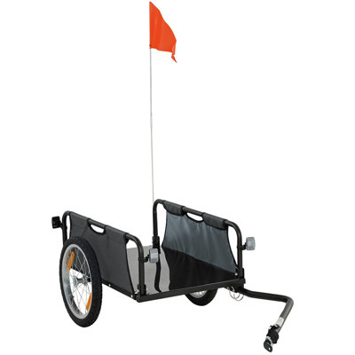Bike Cargo Trailer, 88 lbs Capacity, Aluminum Bicycle Wagon with 16 Inch Pneumatic Wheels and Safety Flag, Fits 22 to 28 inch Bikes, Gray