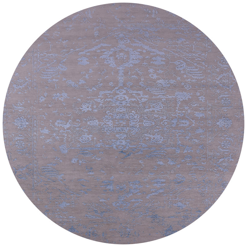 Tapis oriental bleu / gris Shavon, Rond 3 pi