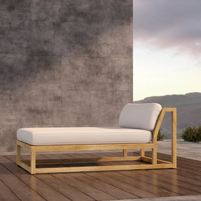 Chaise longue simple en teck 88 po Sunbrella avec coussins 88 po