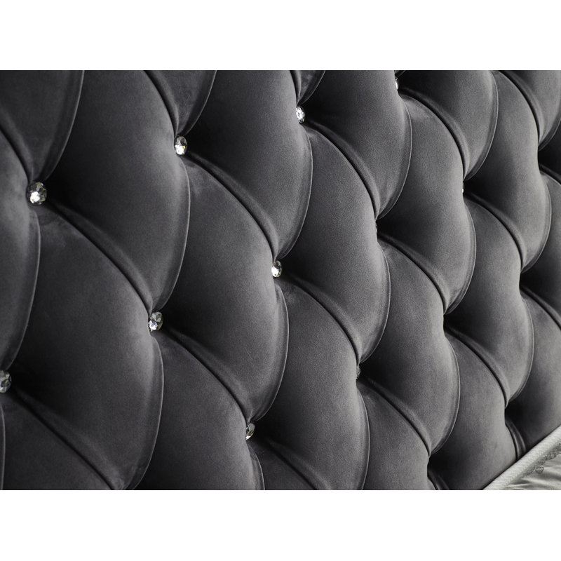 Kaleb Upholstered Bed, Super King (6'), Plush Steel