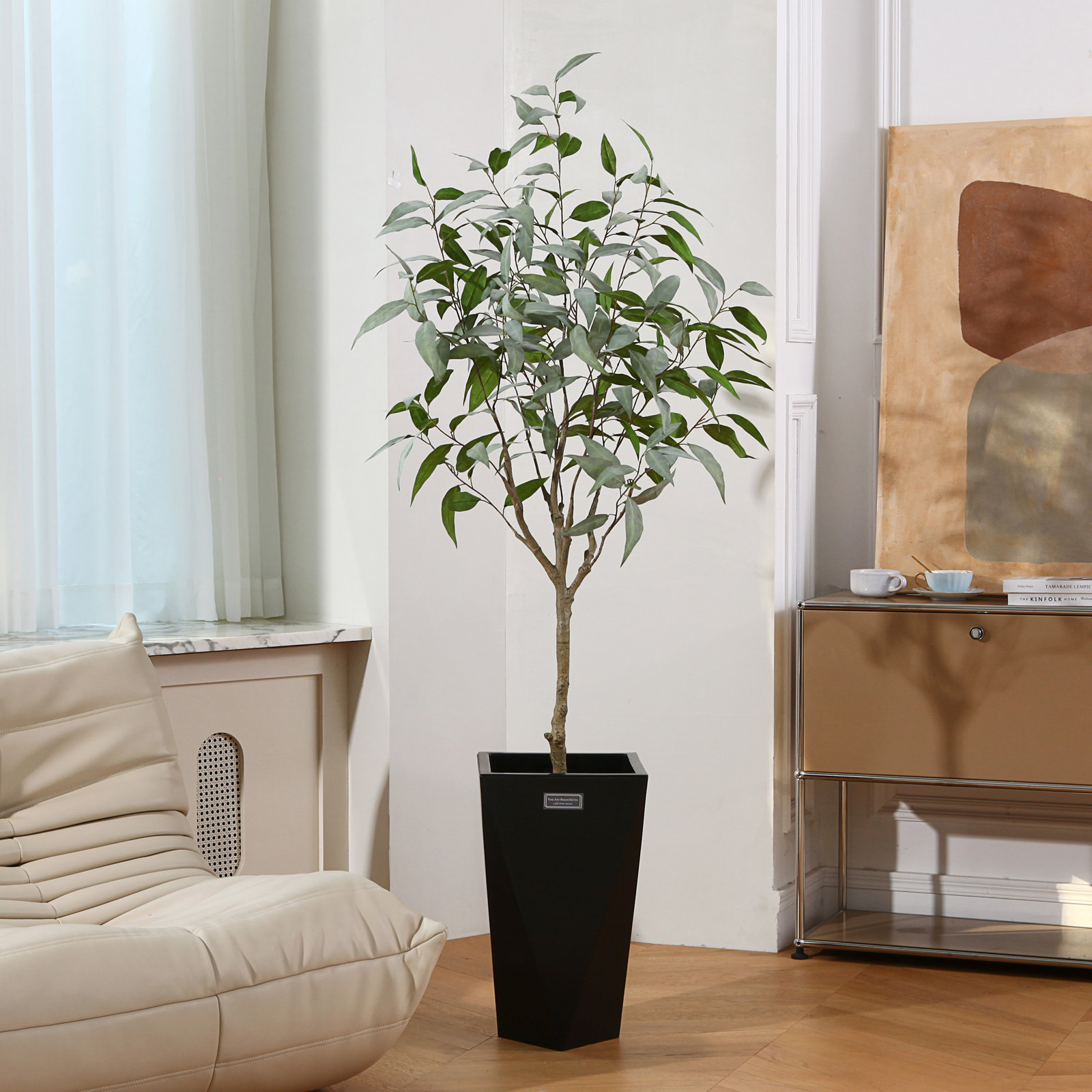 Adcock Eucalyptus Tree in Planter, 60" H x 25" W x 25" D