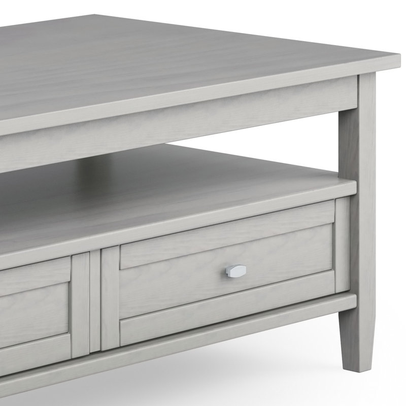 Fog Gray Solid Wood Coffee Table with Storage