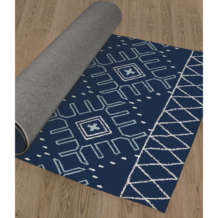 Geometric Machine Woven Cotton/Polyester Area Rug in Blue Foundry Select Rug Size: Rectangle 6'5 x 9'5