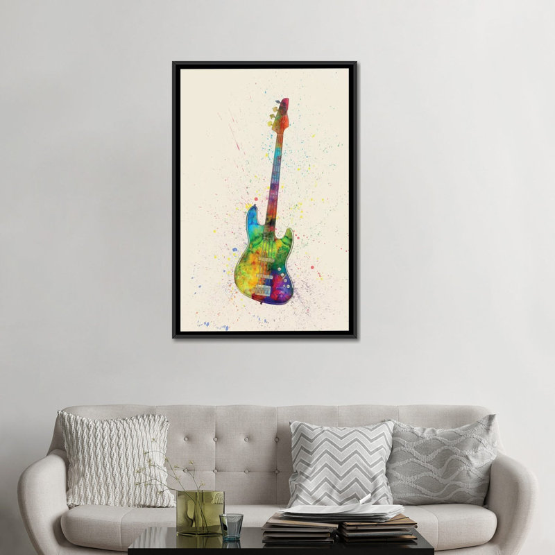 «Musical Instruments Series: Electric Bass Bass», impression sur toile tendue, H 48 po x l 32 po x P 1,5 po, Pas de tapis
