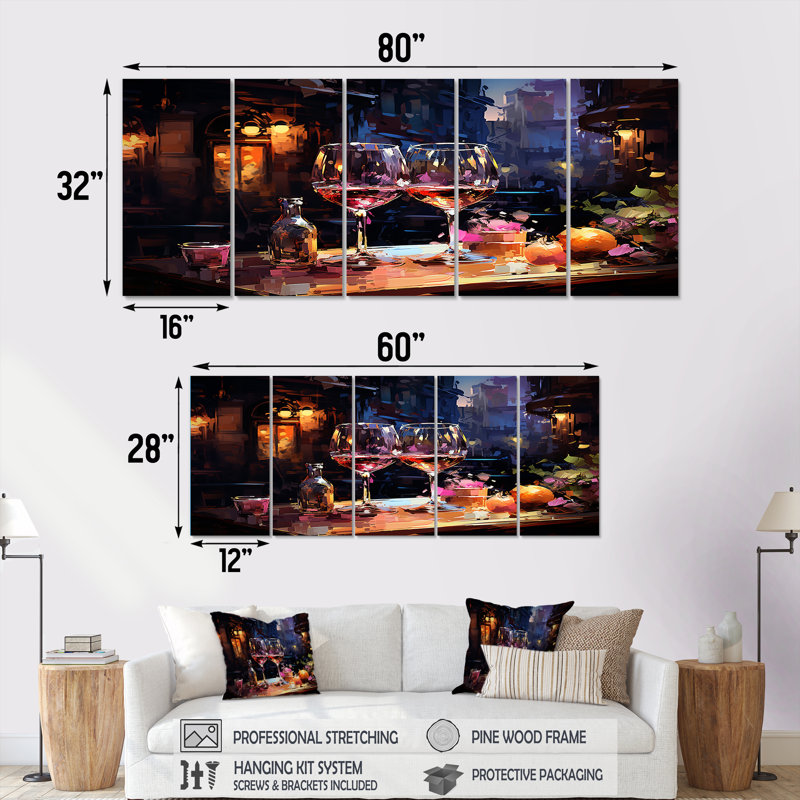 5 pièces d'art mural sur toile Curve Elegant, H 28 po x l 60 po
