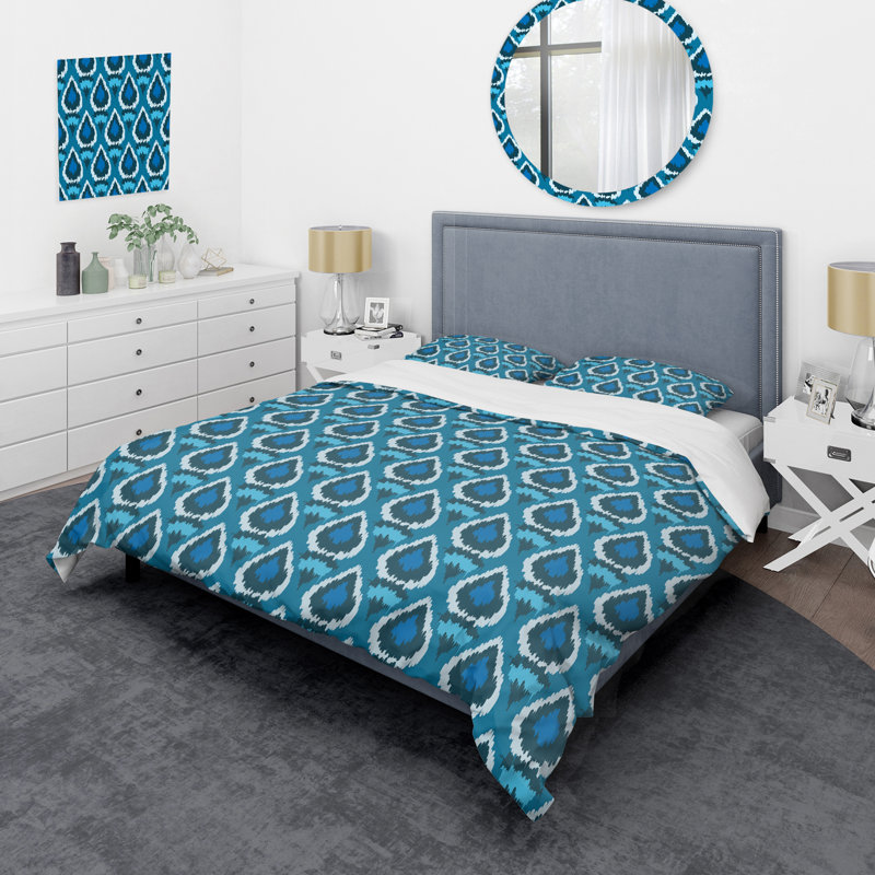 Ensemble de housse de couette à motif bleu, Housse de couette pour très grand lit et 2 très