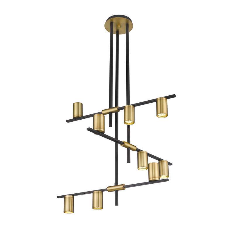 Jamari 9 - Light Dimmable Tiered Chandelier, Matte Black/Olde Brass, Olde Brass