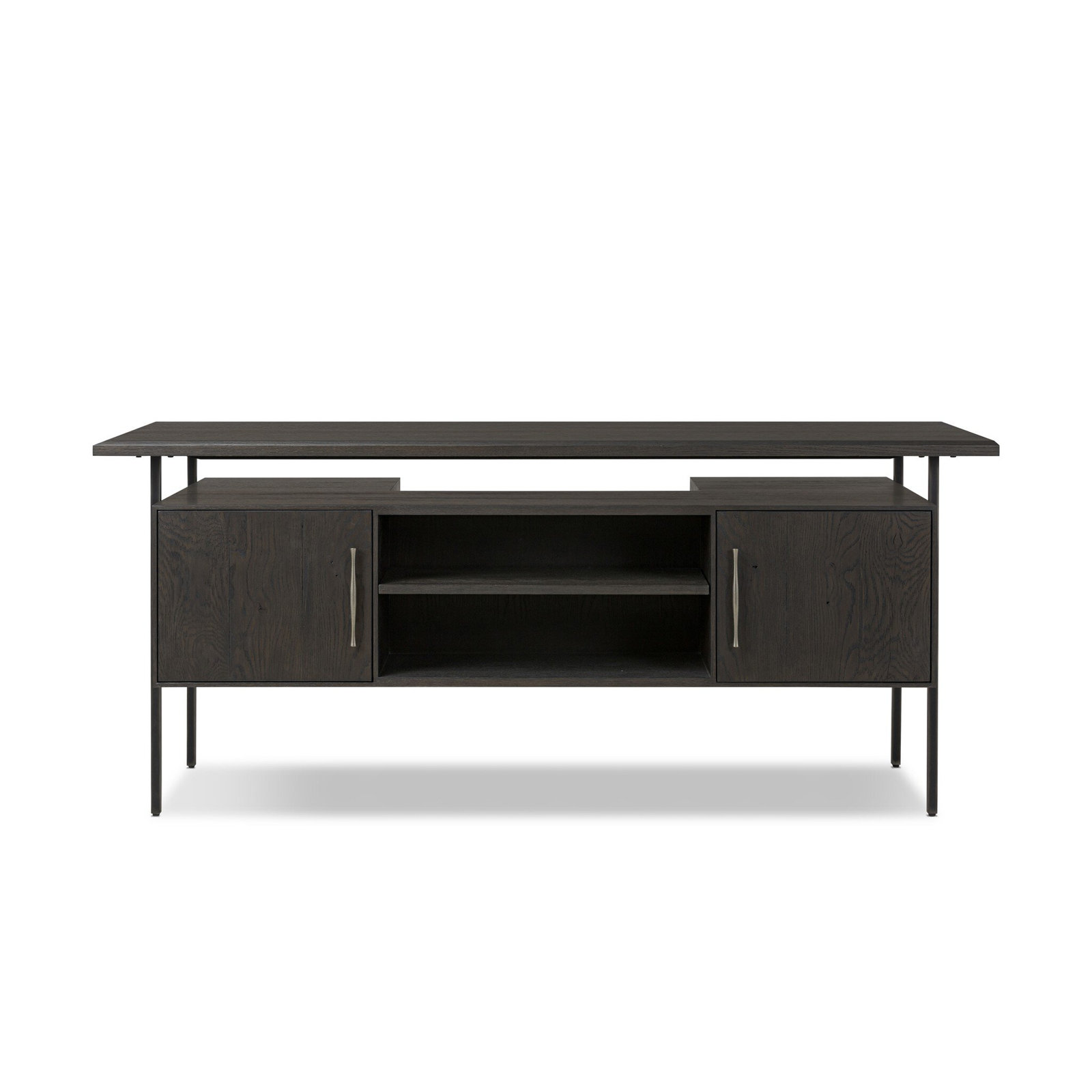 Halifax 70.75 " Acacia Computer Desk, Charcoal Oak/Black