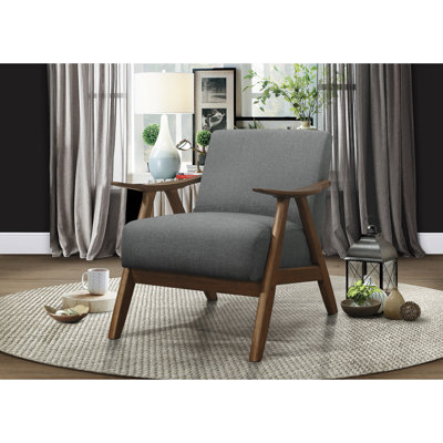 Chaise en bois massif gris: finition noyer, revêtement, structure en caoutchouc du coussin de siège, coussins attachés