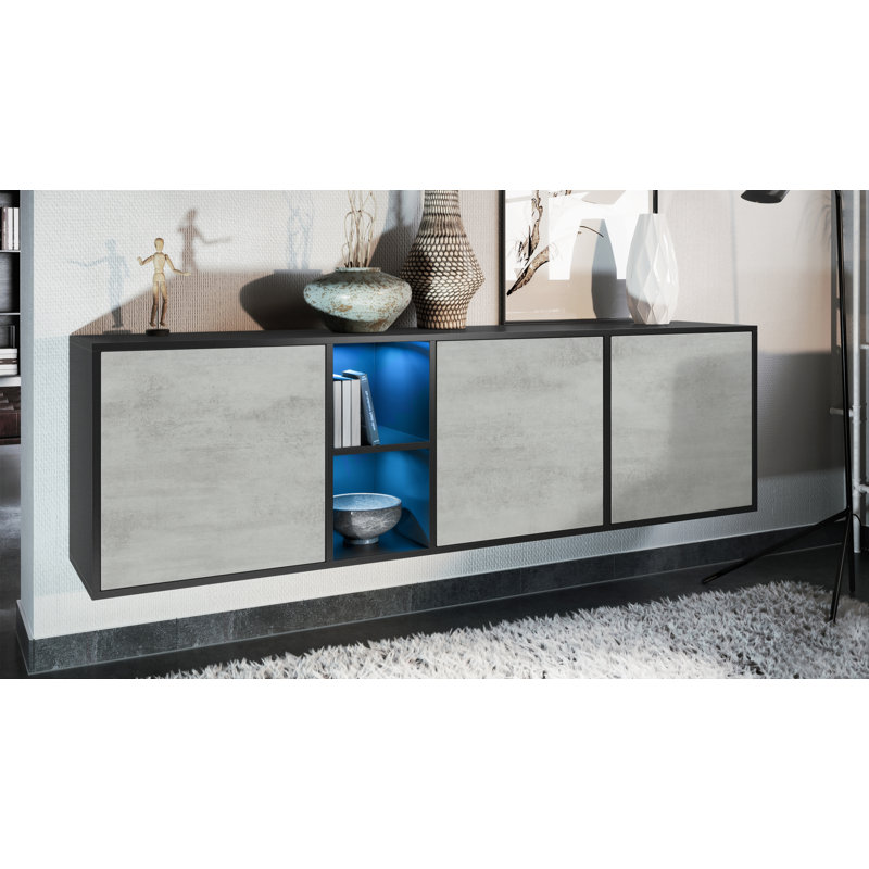 Argaki 182cm Sideboard, With LED, Concrete Oxide Optics