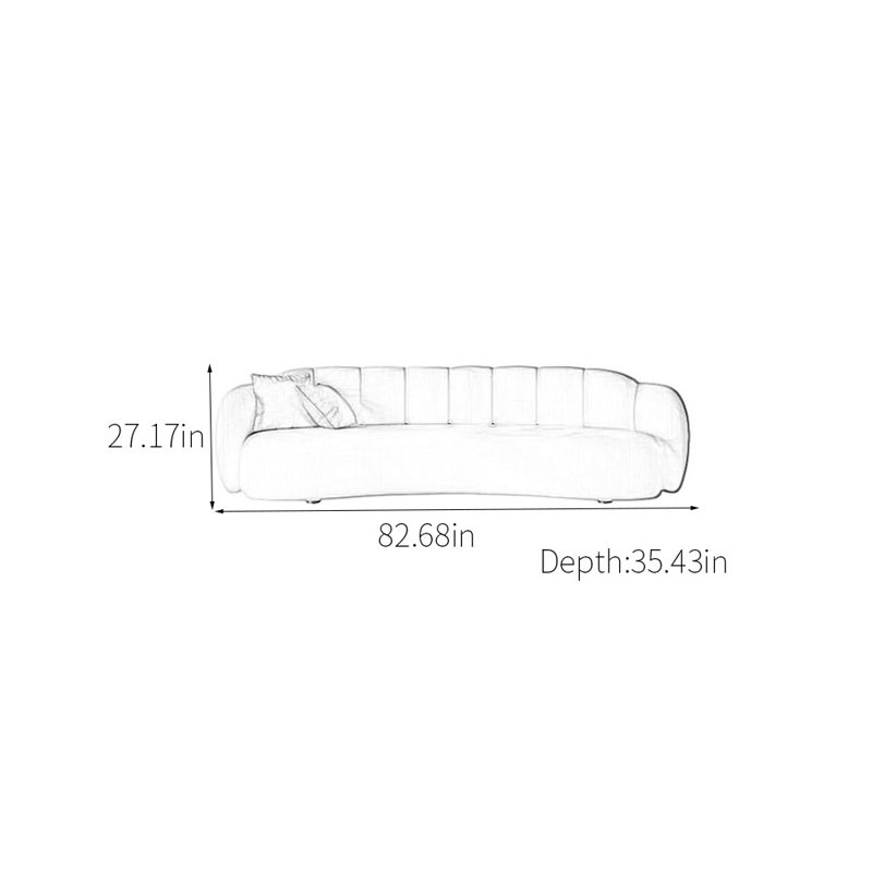 Canapé incurvé rond de style crème, H 27,17 po x l 82,68 po x P 35,43 po, 3