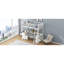 Lit mezzanine avec bureau en U, tiroirs et tablettes de rangement-106847899-106847900