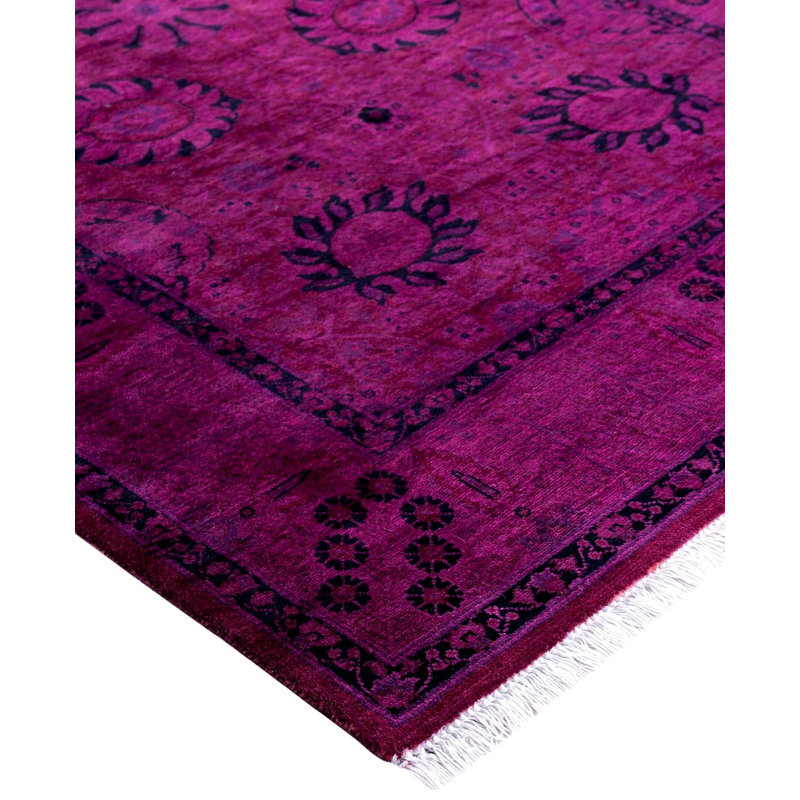 Overdyed Hand-Knotted Wool Modern-Contemporary Purple Area Rug 3' 2" x 5' 2"