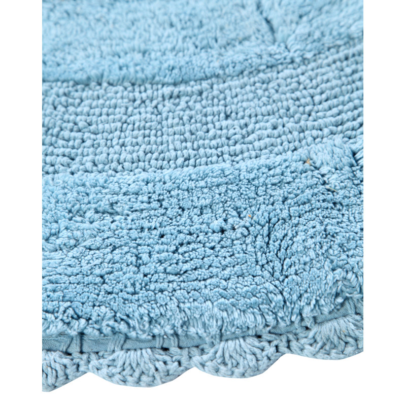Jarris Cotton Bath Rug, Arctic Blue
