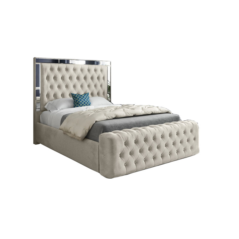 Aleck Upholstered Bed, Single (3'), Beige