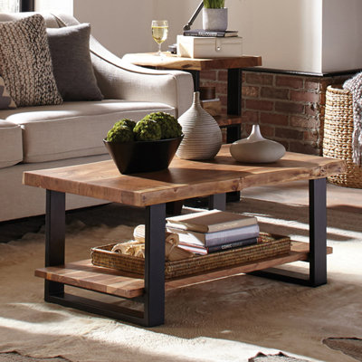 Adalwine Solid Alpine Live Edge Wood Coffee Table