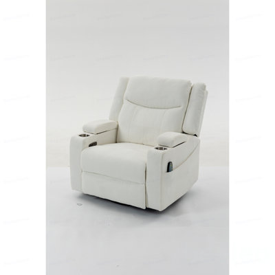 Fauteuil inclinable électrique très large pivotant à 270 ° avec massage thermique - USB et port de charge de type C - Fauteuil inclinable pivotant en velours pour le bureau de la chambre à coucher du salon