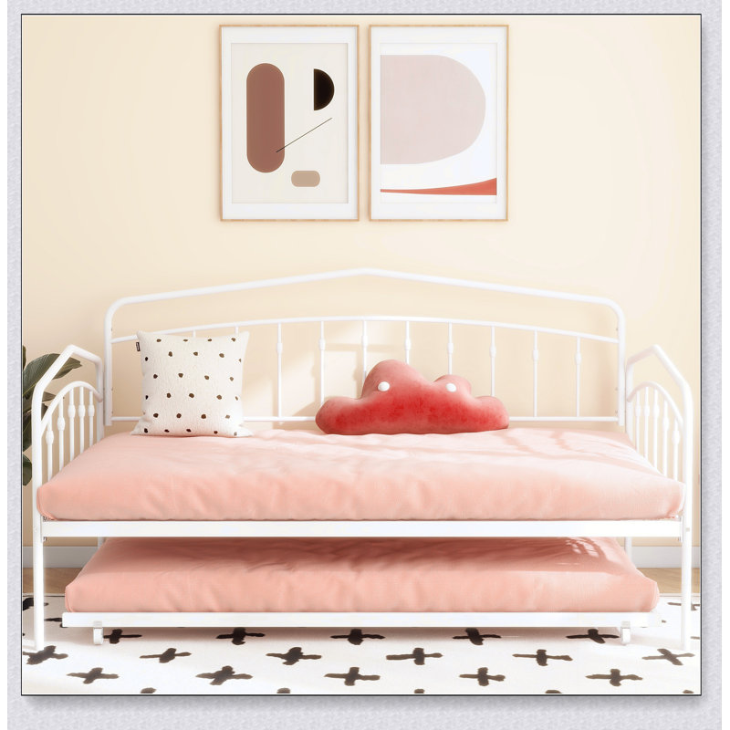 Lit de jour simple avec lit gigogne Fox, Blanc