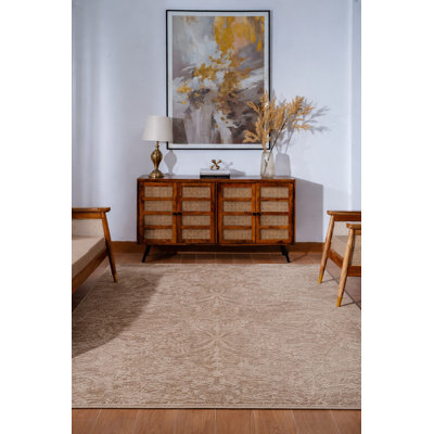 Tapis en laine écologique tissés à la main - 274 x 366 cm, rectangulaire, couleur marron clair, motif floral moderne, épais et à poils longs, antidérapant, idéal pour le salon et la chambre.