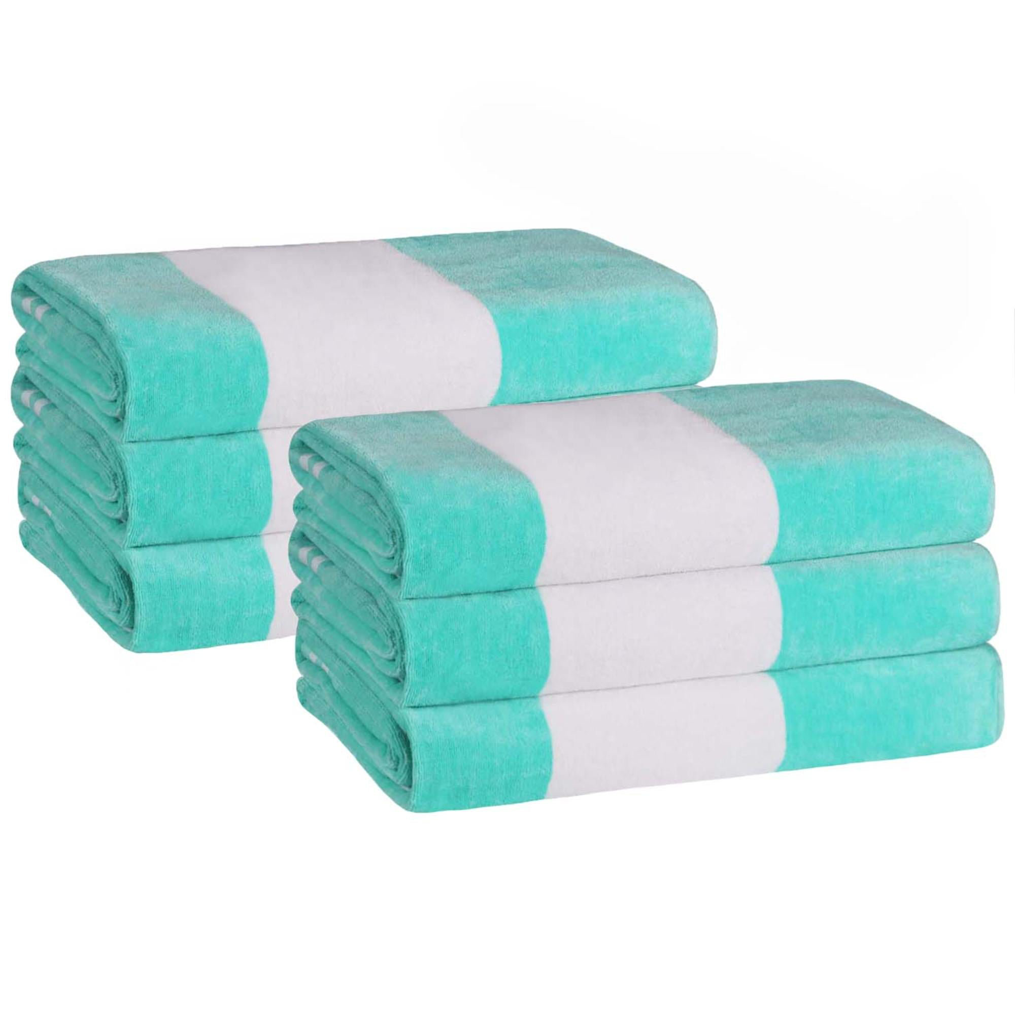 Calheta Cotton Oversized Cabana Stripe Beach Towels, 6, Mint