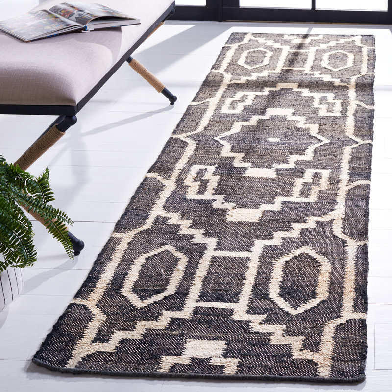 Natural Fiber Flat Weave Jute Southwestern Rug, Runner 2'3" x 9'
