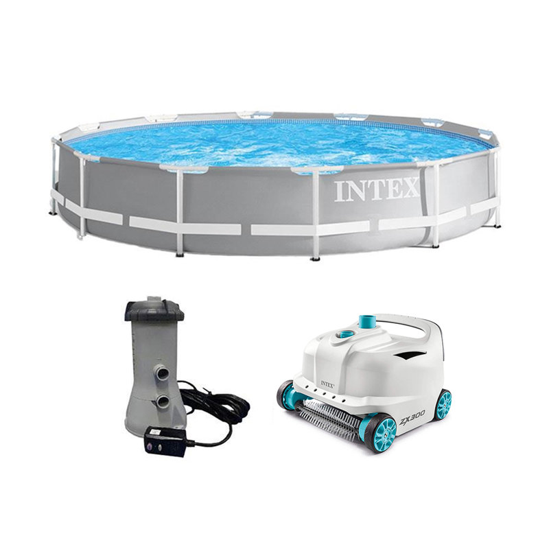 Plastic Round Frame Set Pool 30'' H x 144'' W x 144'' L , with Pump Included