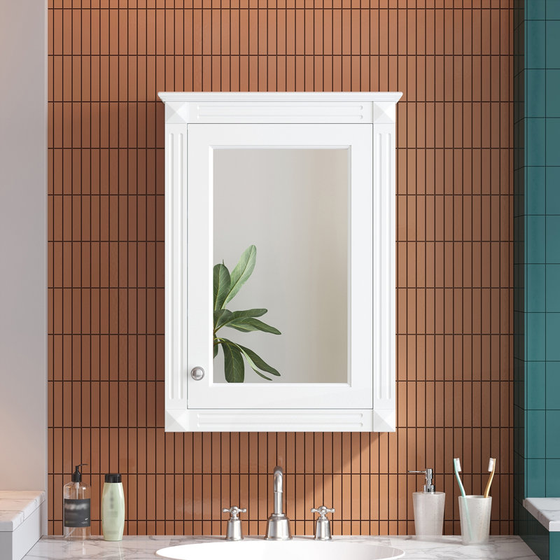 Armoire de rangement de salle de bain murale 20 "avec miroir, Blanc