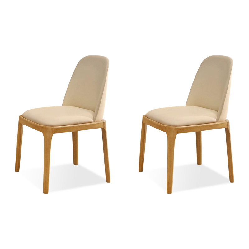 Beige Solid back side Chair(Set of 2)