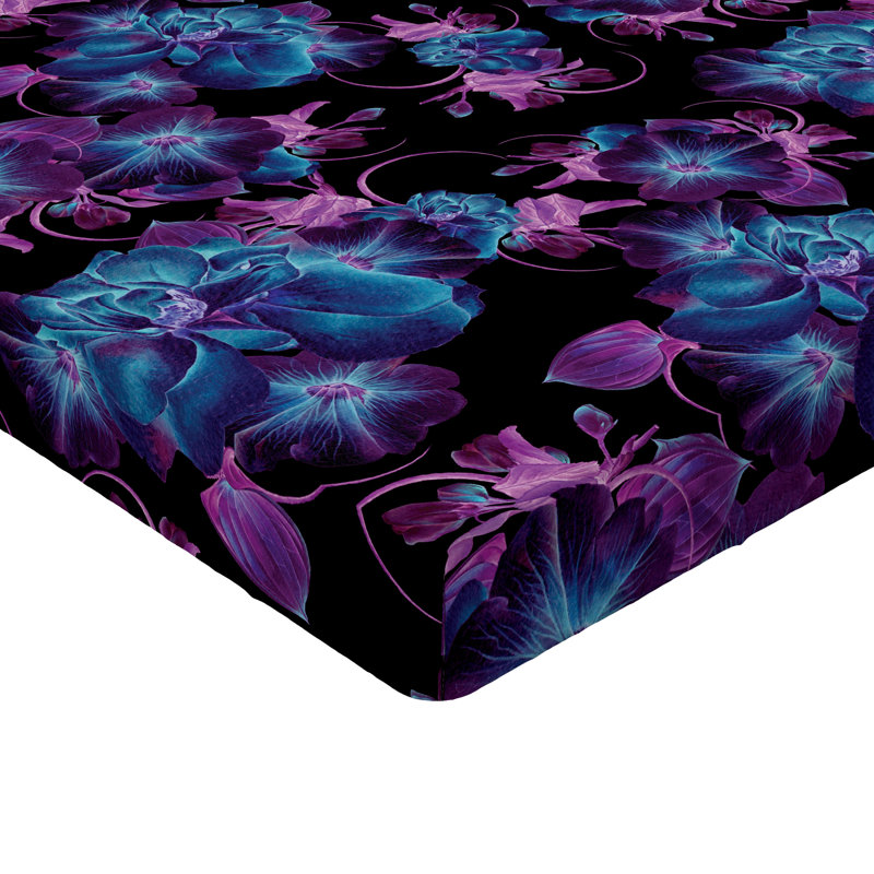 Drap-housse Ambesonne, Drap-housse très grand californien, Rose pastel, turquoise, indigo / floral
