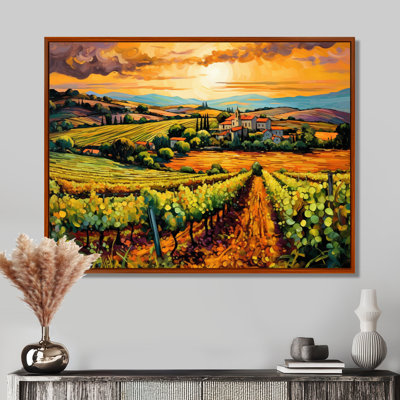 Vangogh Sunlit Vineyards I - Vineyard wall art inspired by Vincent Van Gogh Painting Print