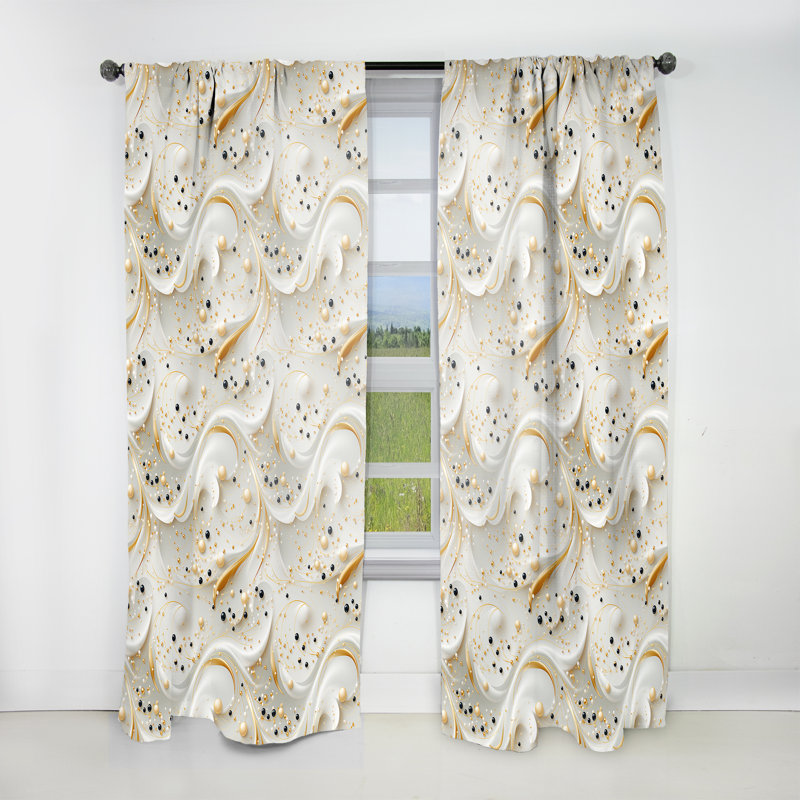 Glamorous Gold And White Marble Pearl Opulence III - Glam Velvet Curtain - Room Darkening - 1 Panel, 52" W x 120" L