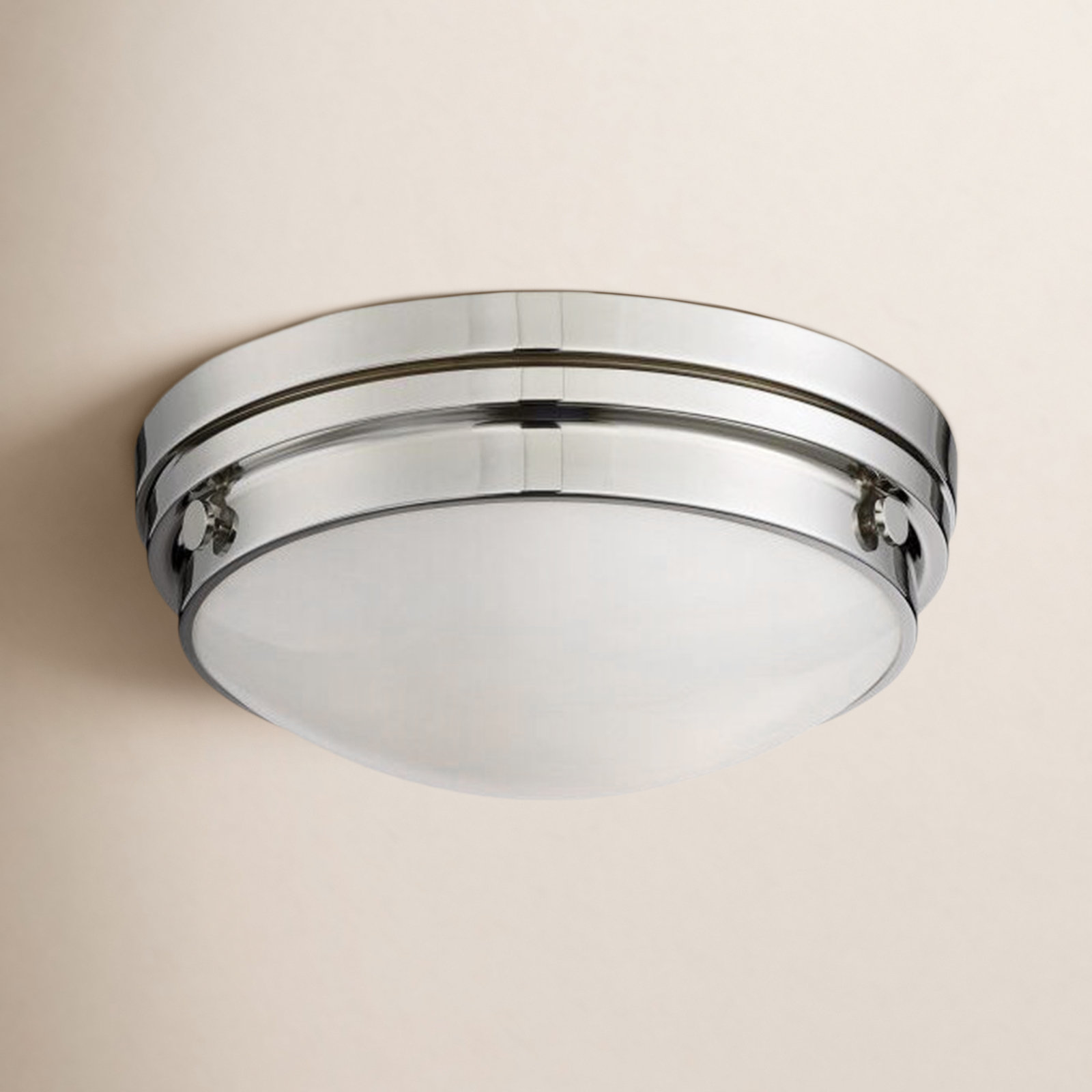 Helmsford 2-Light Flush Mount, Polished Nickel