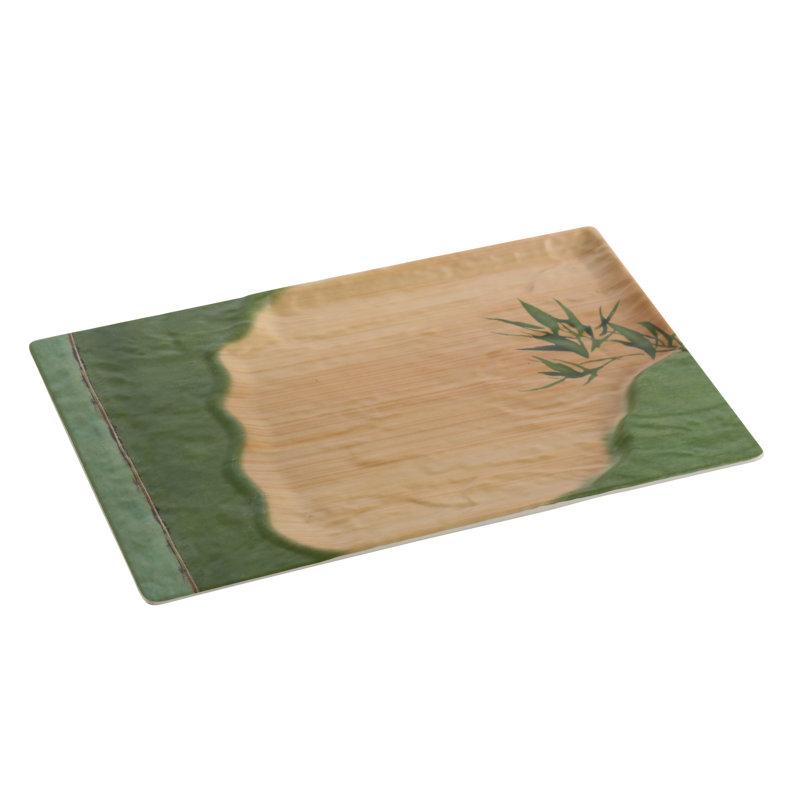 Bamboo Style Rectangular Melamine Dinner Plate