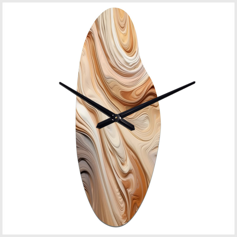 «Juniel Orange and Beige Unounded Imagination II», horloge abstraite de forme irrégulière, Médium