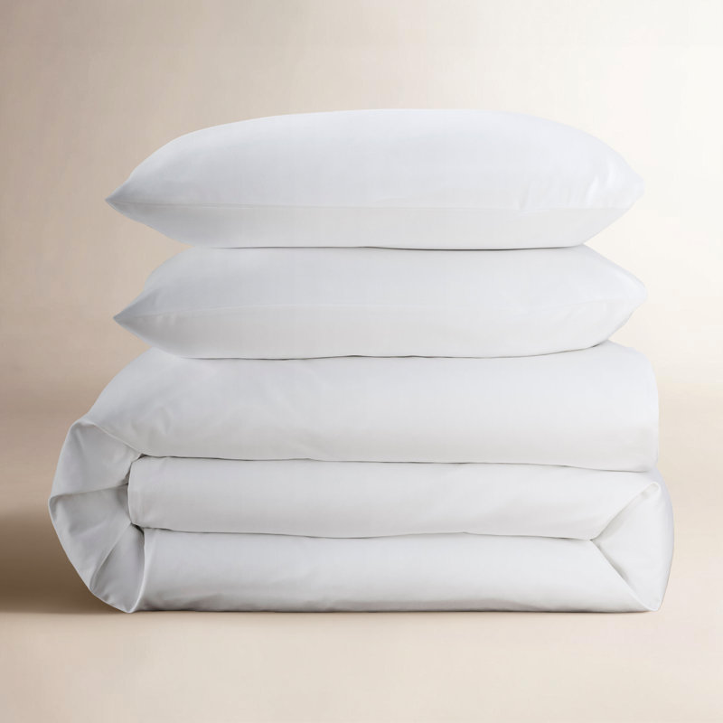 Danfield Cotton Sateen Duvet Cover Set, Sage, King / Cal King Duvet Cover + 2 Pillow Shams