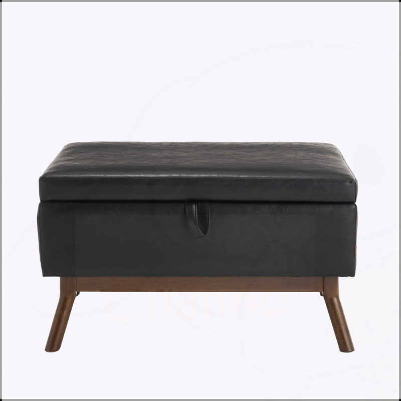 Banc de rangement Mid-Century Modern, Noir