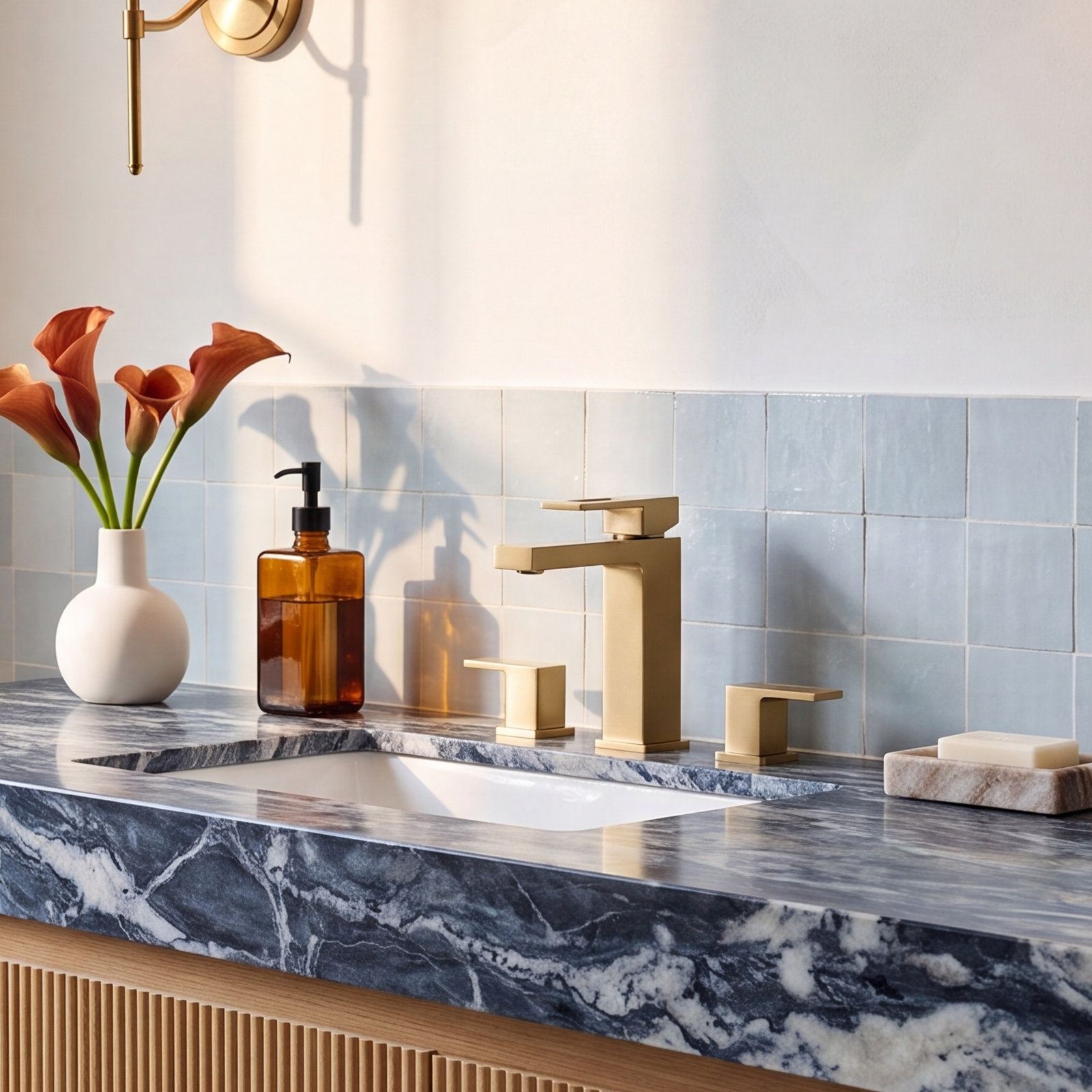 Cube Single-Hole Bathroom Faucet, Drain Assembly Included, Brushed Brass