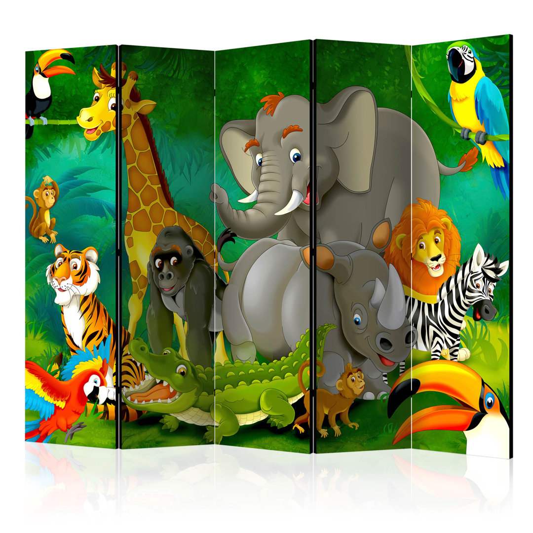 225cm W x 172cm H 5 - Panel Wood Folding Room Divider