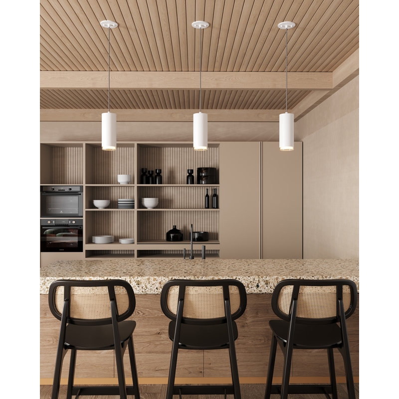 Cameo 1 - Light LED Pendant, White, White, 10" H x 4" W x 4" D