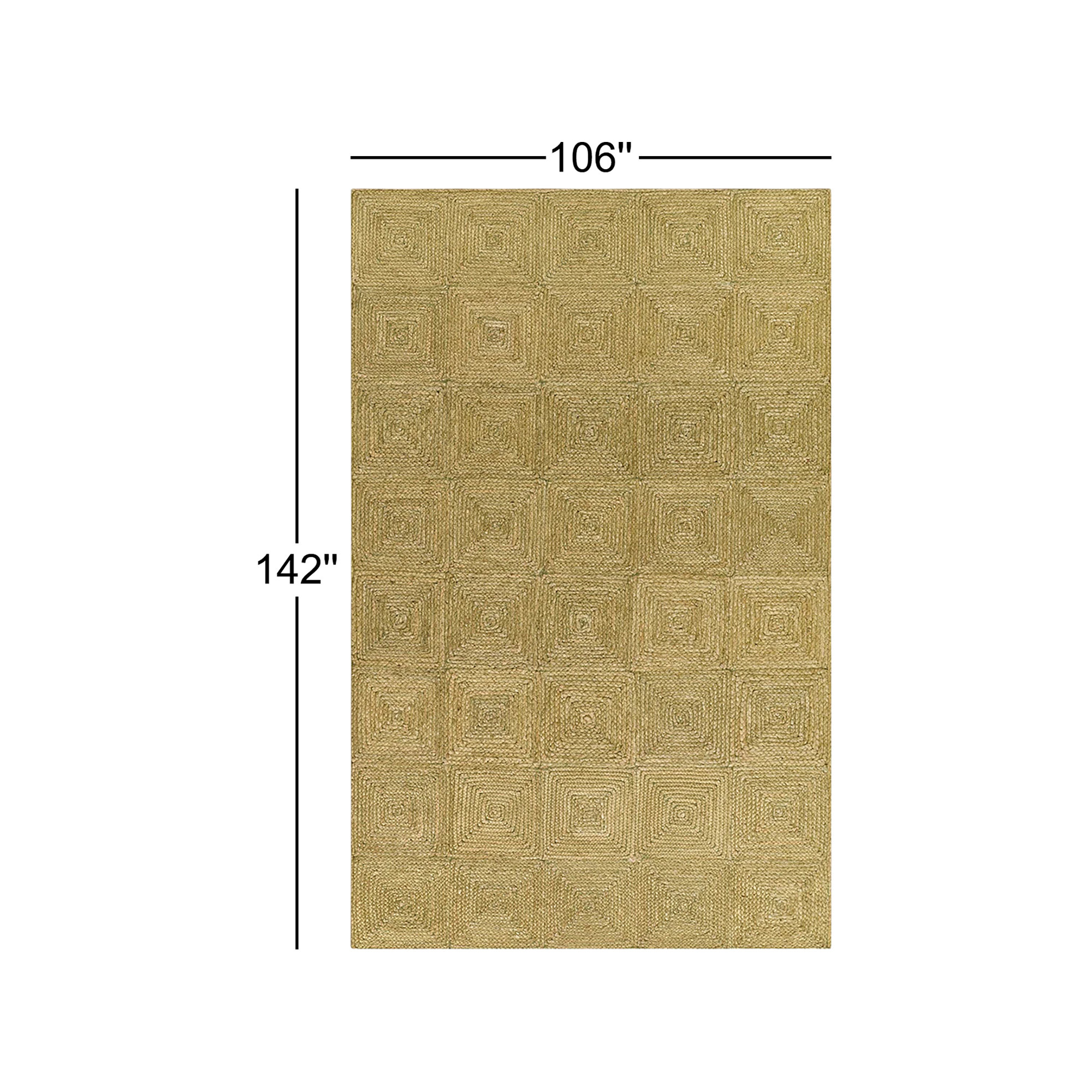 Mykonos Hand Woven Jute Geometric Green Area Rug 5' X 7'6", Rectangle 8'10" x 11'10"