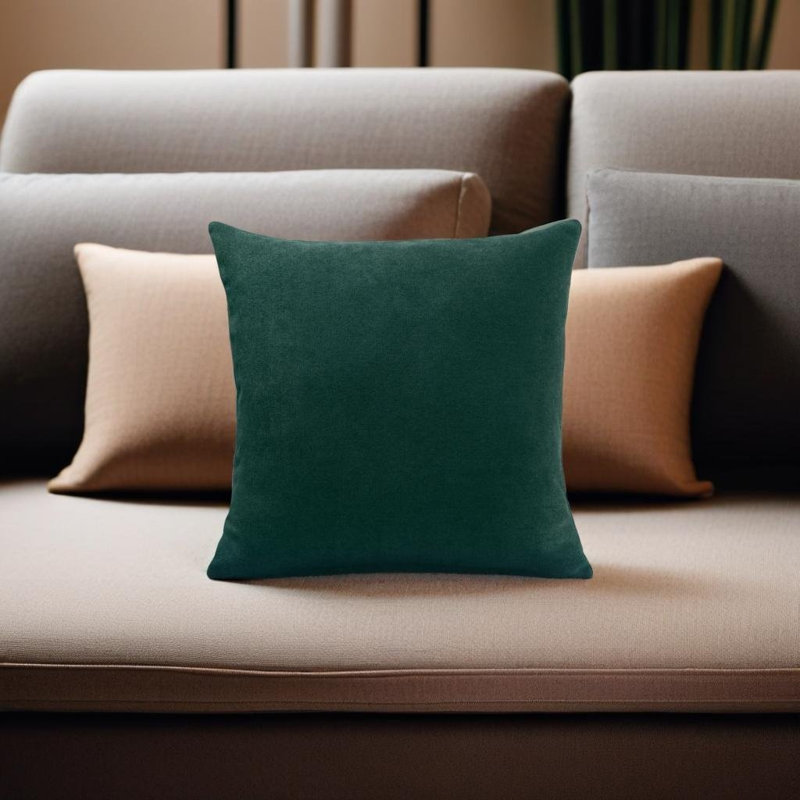 Velvet Feel Chenille Scatter Cushion Cover, Green, 55 cm x 55 cm