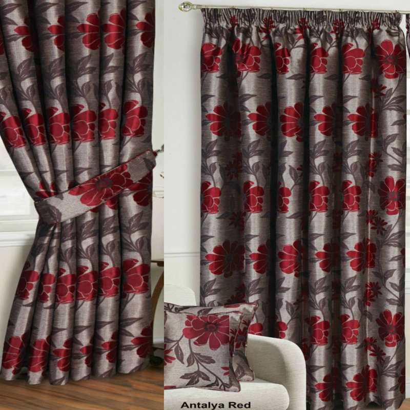 Mequon Room Darkening Curtain Pair, 168 W x 228 D cm, Red