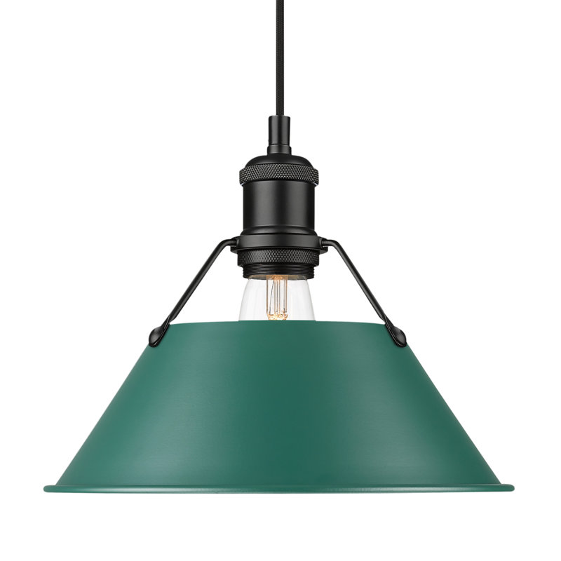 Petit luminaire suspendu Akifumi avec pin vert, H 130 po x l 10 po x P 10 po, Noir mat