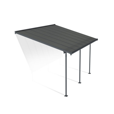 Palram - Canopia Sierra 14' W x 9' 7" D Polycarbonate Aluminum Stationary Patio Awning Gray