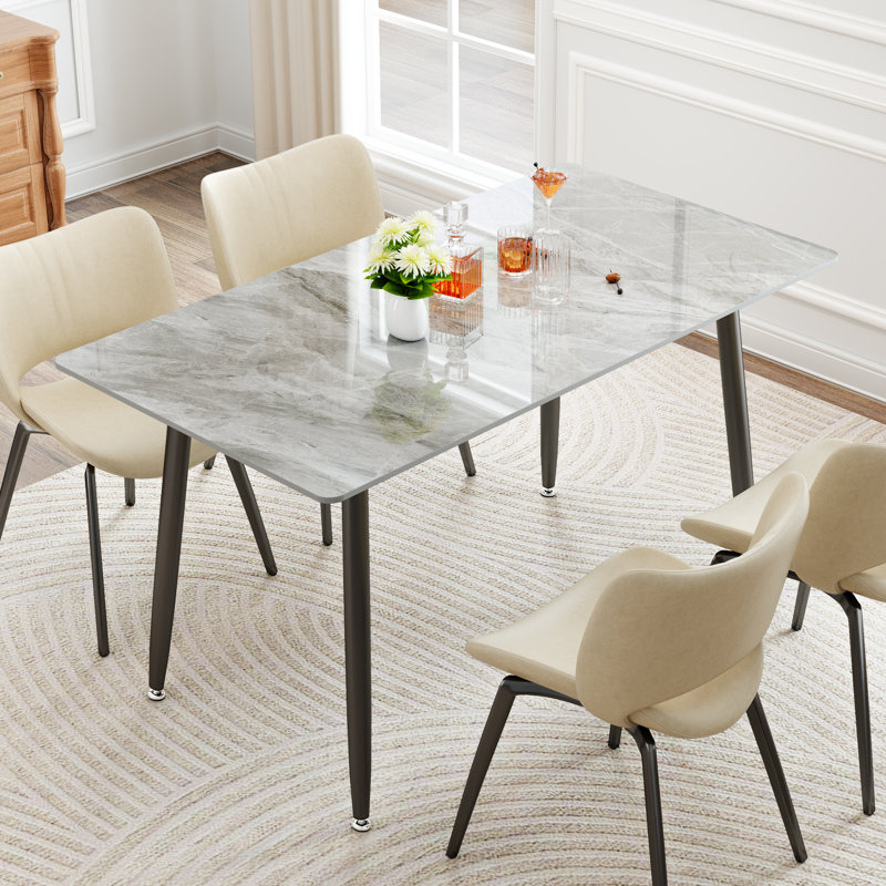 Khaleesie Rectangular Sintered Stone Ceramics Dining Table, Grey