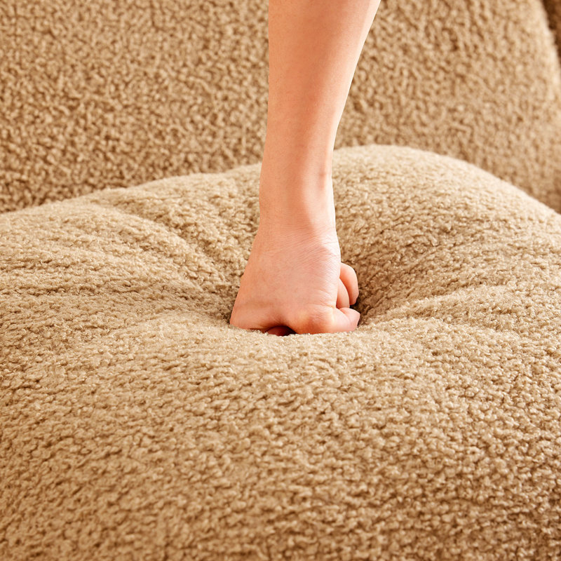 Canapé en forme de L 2 pièces en tissu Teddy, Chameau